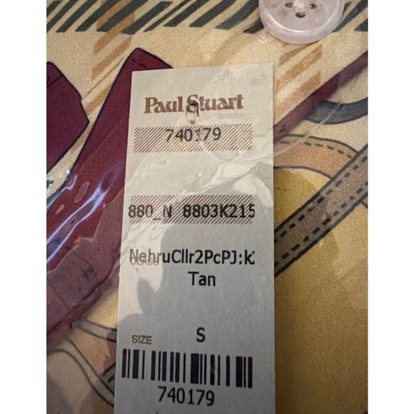 Phineas Cole Brushed Cotton Equestrian Print Pajama Set Tan Size Small New - Picture 7 of 7